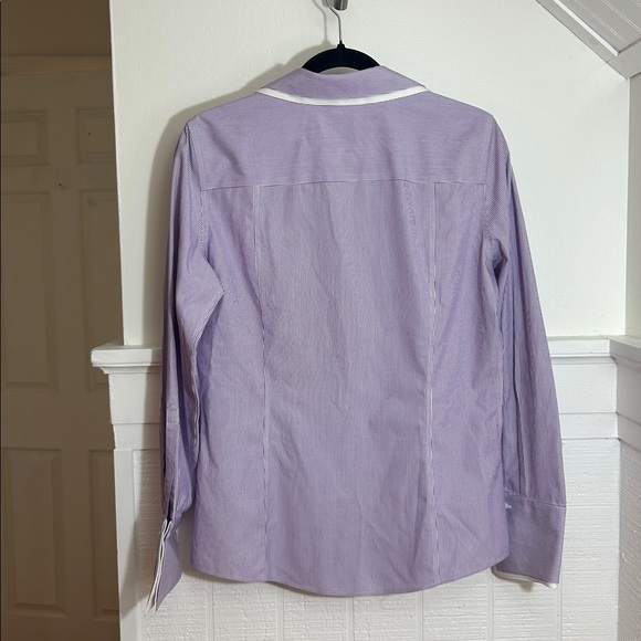Brooks Brothers Wisteria Purple & White Striped Button Down Top size 8 NWT - Picture 4 of 7